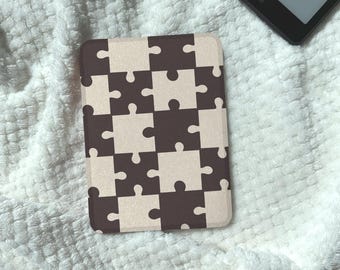 Puzzle Kindle Case Beige Puzzle Kobo Clara Case with Strap Clear Back Kindle Paperwhite Case Cover E-Reader Accessary Gift for Him