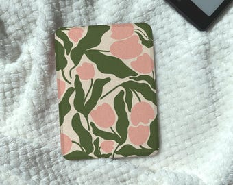 Pink Tulips Kindle Cover Kobo Case with Hand Strap Clear Back Magnetic Detachable Kindle Paperwhite Case Kobo Clara/Libra Colour Case