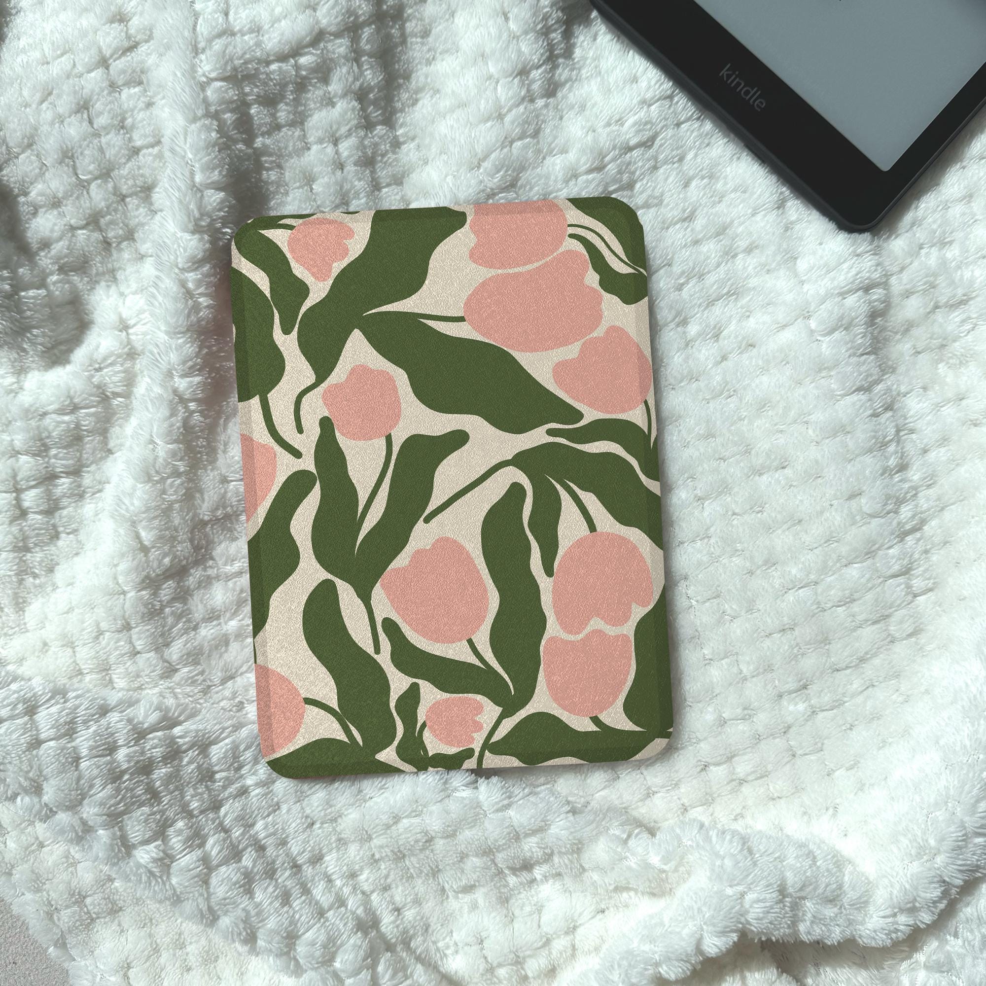Pink Tulips Kindle Cover Back Magnetic Kobo Case Clear Back Magnetic Detachable Kindle Paperwhite Case Kobo Clara/Libra Case Bookish Gift