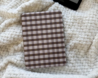 Beige Plaided Kindle Case Kobo Case with Strap Clear Back Detachable Kindle Paperwhite Case Clara/Libra Colour Skin Bookish Gift