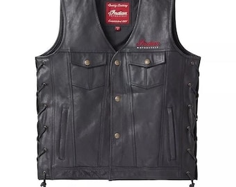 Handmade Leather Western Biker Vest – Indian Motorcycle Club Style