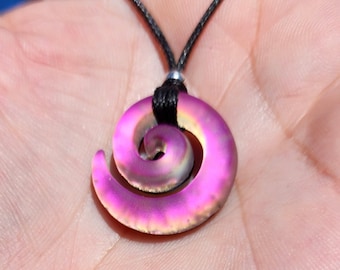Small carved sandblasted dichroic glass pinky pendant