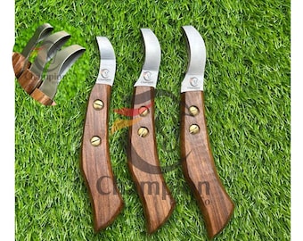 J2 Steel Hoof Trimming Loop Knife Set: Ergonomic Wooden Handle (small.Medium.Large)