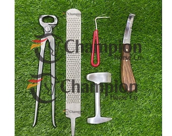5-Piece Farrier Tools Kit – Nipper, Rasp, Knife, Buffer & Pick | Horse Hoof Care Set