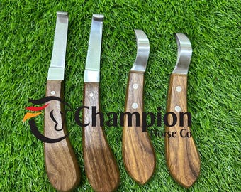 Set di coltelli da maniscalco da 4 pezzi – Coltelli per zoccoli e anelli per la cura degli zoccoli equini