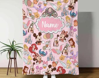 Personalized Mickey & friends Disney character Ultra-Soft Micro Fleece Blanket, Princess Blanket, Disney blanket, Birthday Gift Blanket