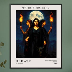 Hekate Wall Art | Triple Goddess Mythology Print | Witchcraft Decor | Dark Academia Pagan Poster | Divine Feminine Artwork