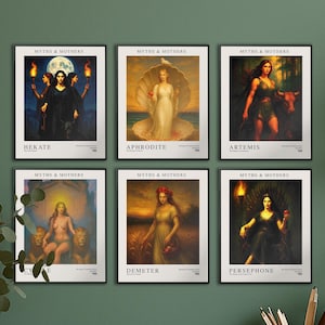 Greek Goddess Art Print Set: Mythology Decor (Digital Download, PDF eBooks Included)