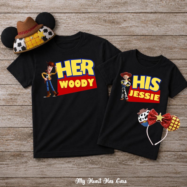 Toy Story-Inspired Couples PNG Set | His Jessie Her Woody Matching Shirt Designs | Western Theme Park Graphic | Digital Download image 3