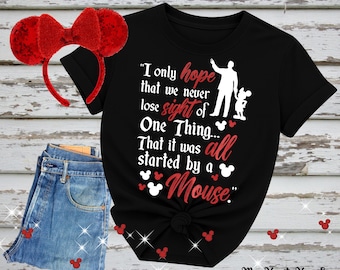 It Was All Started by a Mouse Quote PNG | Walt and Mickey Inspired Wall Art & Shirt Design | Black and White Versions Digital Download