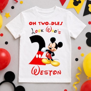 Custom Oh TWO‑dles Birthday PNG • Mickey Mouse Clubhouse 2nd Birthday Design • Second Birthday Shirt PNG • Digital Download • Personalized image 1