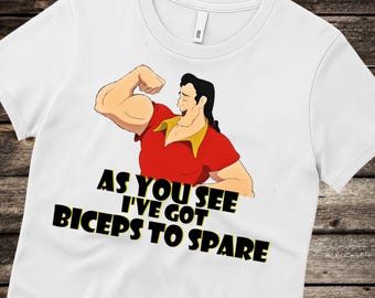 Gaston inspiriert „Bizeps to Spare“ PNG • Lustiges Beauty Beast Shirt Design • Bösewicht Flex Gym Style Art • Digitaler Download
