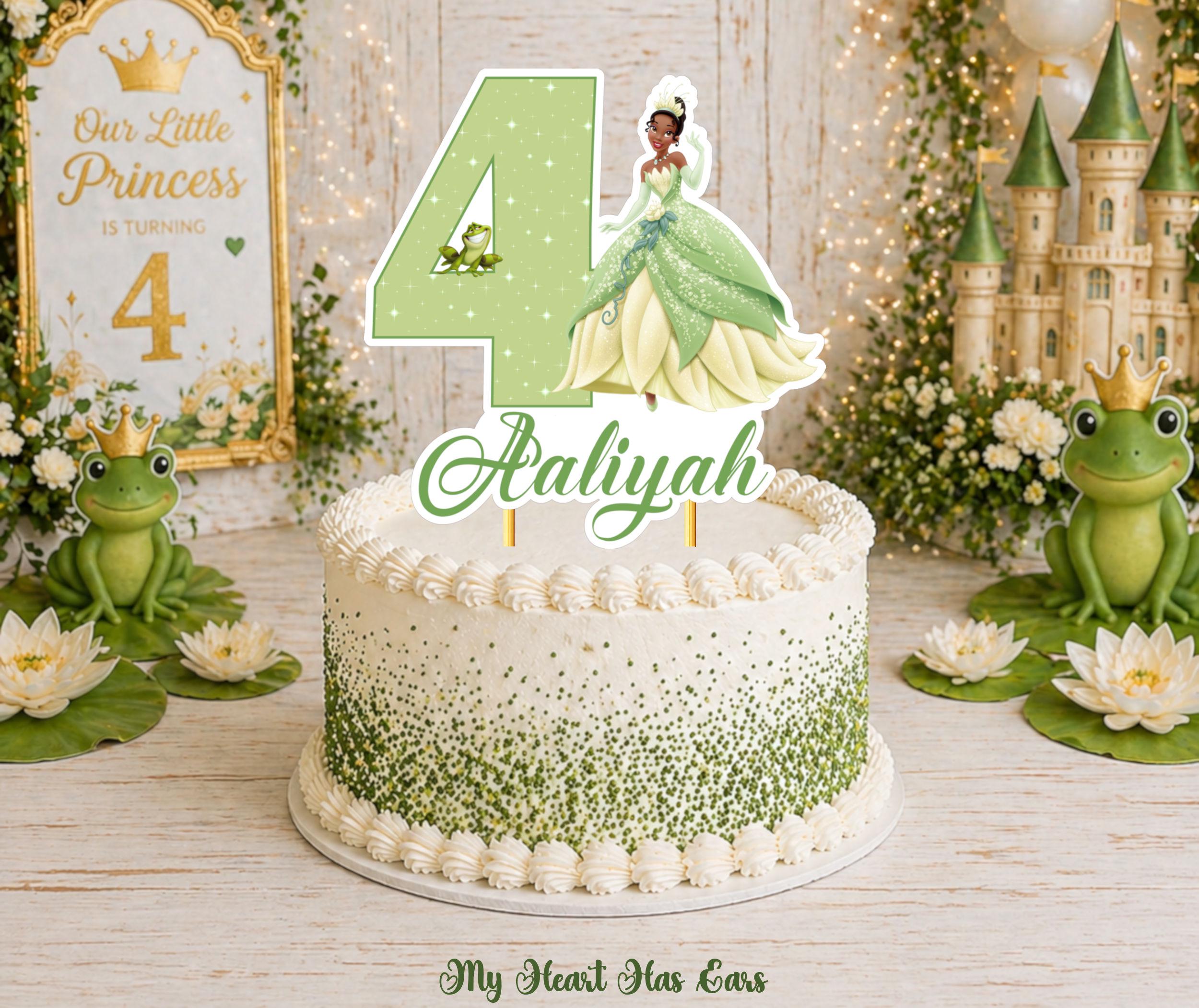Princess Tiana and the Frog Cake Topper PNG File • Personalized Name ...