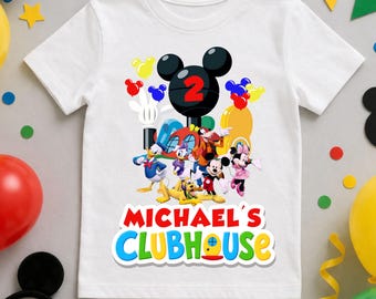 Mickey Clubhouse Geburtstag Shirt Design • Name und Nummer Clubhouse PNG • Personalisierter digitaler Download • Party Schild & Dekor PNG