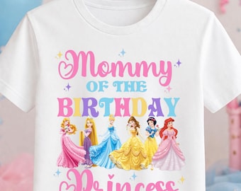 Mama der Geburtstags-Prinzessin PNG für Shirt Glitter Sparkle Princess Birthday Mom Shirt Design Digital Download