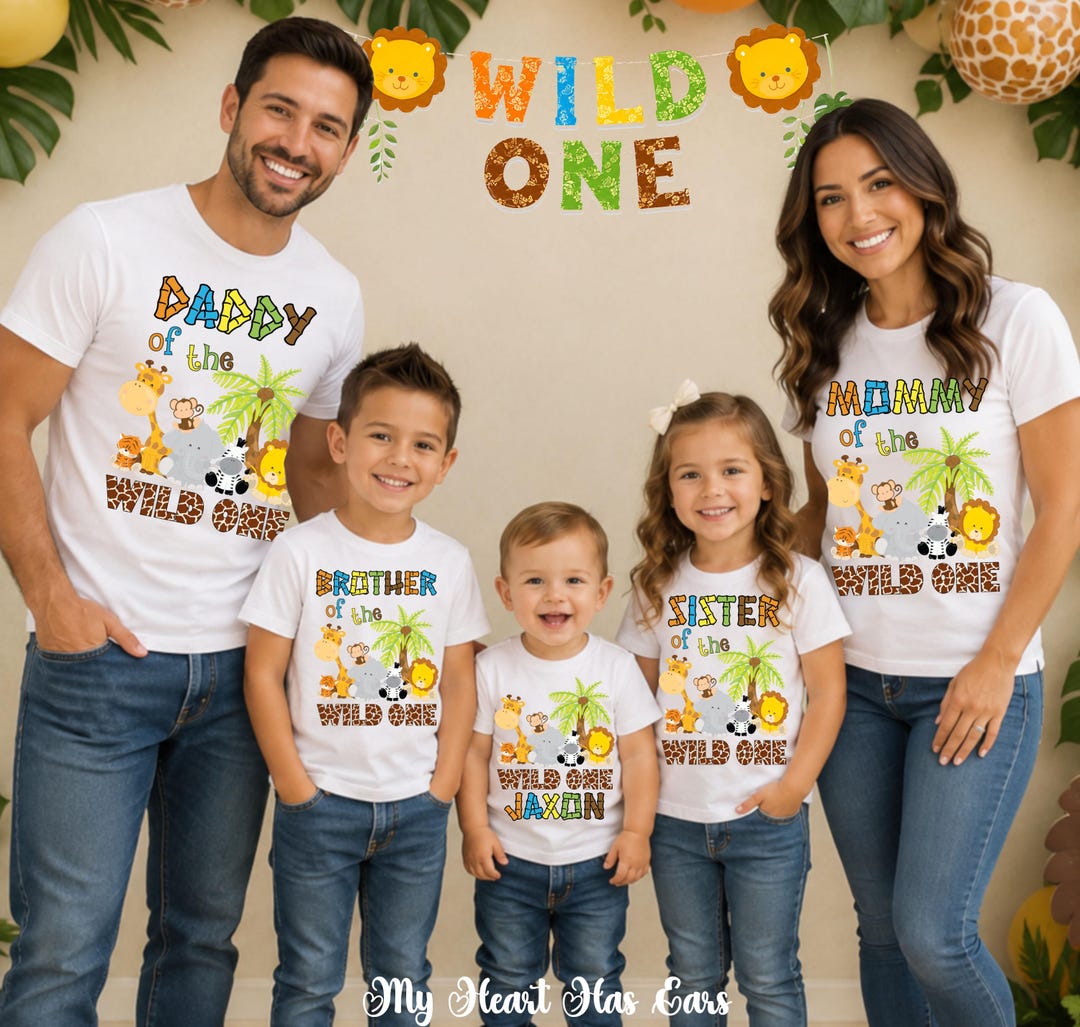 Wild One Safari Birthday PNG • Jungle Animals First Birthday • Family ...