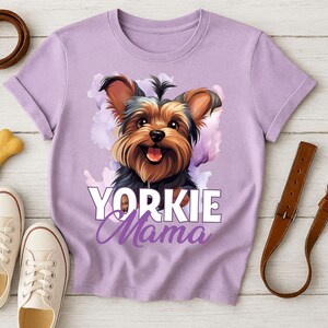 Yorkie Mama PNG • Purple Watercolor Dog Mom Design (Digital Download