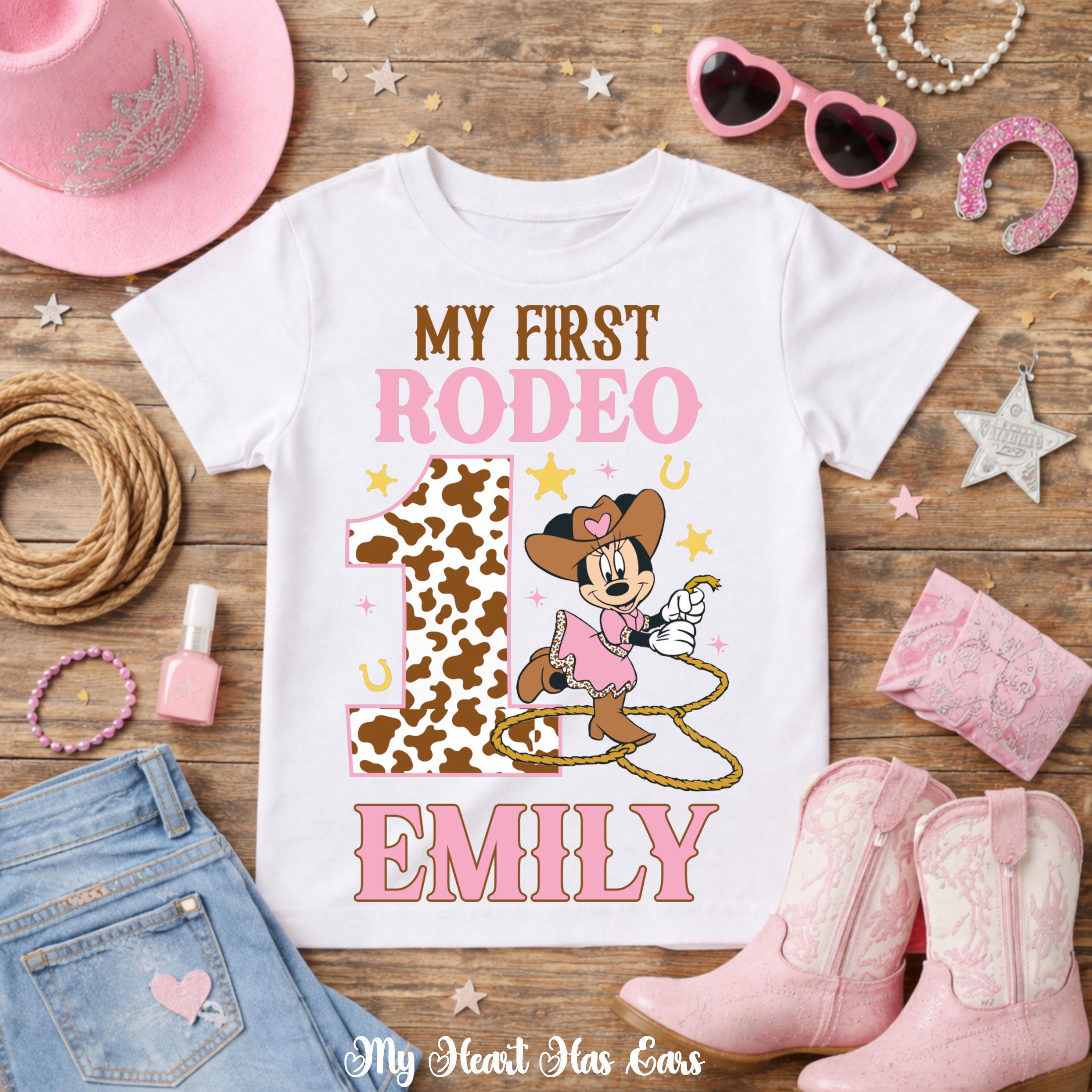 Cowgirl Minnie First Rodeo PNG Custom Name Western 1st Birthday Girl ...