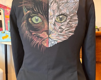 Blazer with handpainted cat