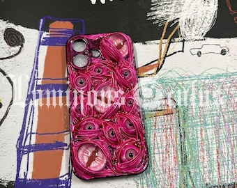 Horror Glowing Eyeballs Phone Case, Resin Eye Art, Custom Phone Model