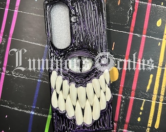 Horror Glowing Eye Monster Tooth Phone Case, Custom Galaxy Z Flip