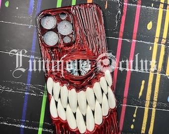 Horror Glowing Eyeball Monster Tooth Phone Case, Custom Galaxy Z Flip