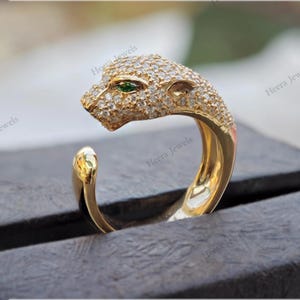 Panther Diamond Ring (1.25ct) • Micro Pave Leopard Ring • Solid Gold Statement Band for Men & Women • Jaguar / Puma Inspired Gift