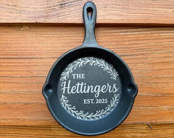 Custom engraved Mini Cast Iron Skillet, Wedding, Housewarming, Farm House