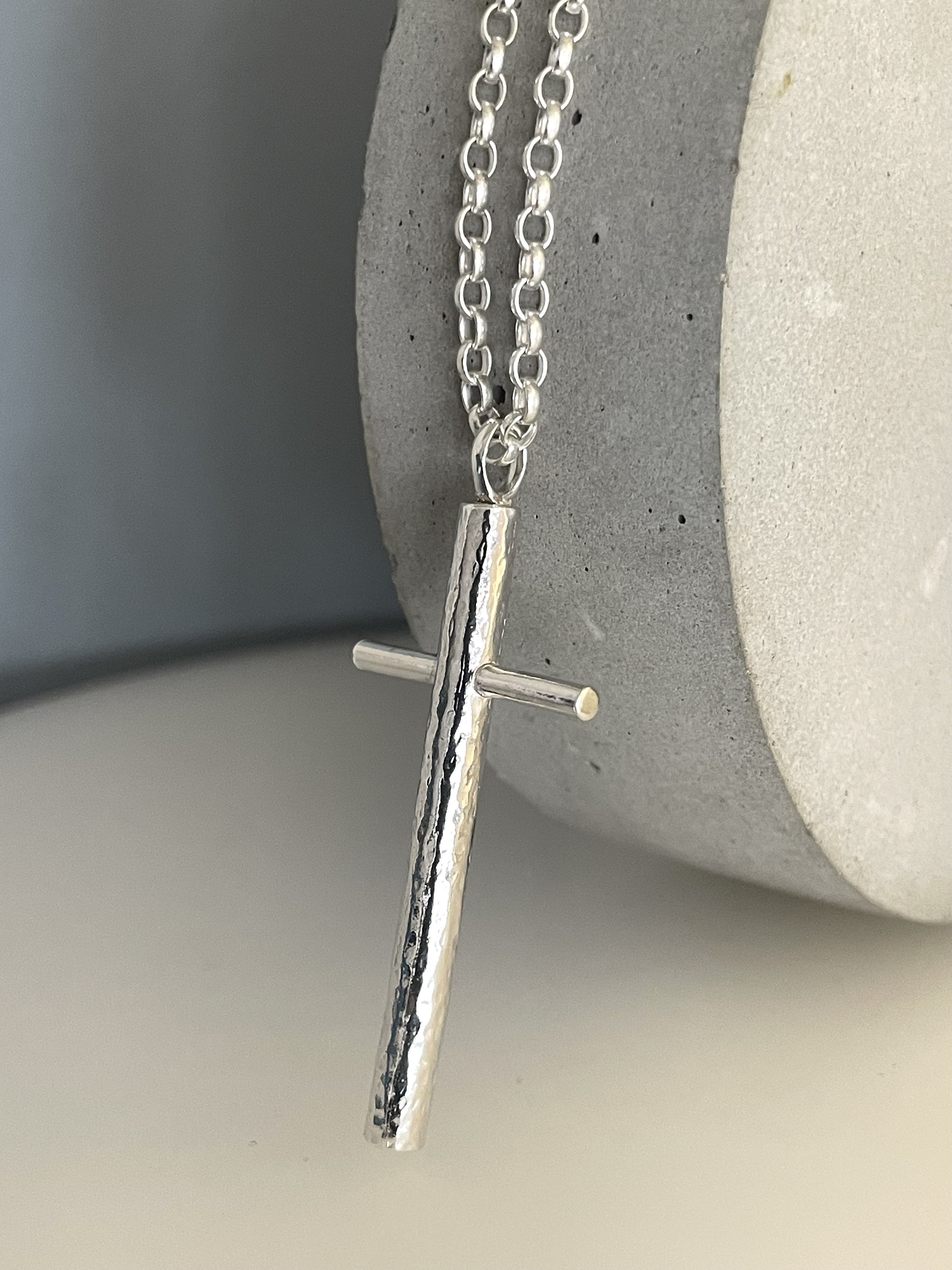 Chunky silver sale cross pendant
