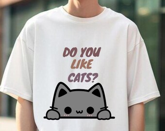 Cute Cat Lover T-shirt, Funny Kitty Tee, Esthetic Cat Mom Shirt, Unisex Pet Lover Top, Cadeau voor kattenbezitters, Minimalistisch Cat Graphic T-shirt