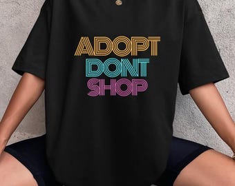 Koszulka „Adoptuj, nie kupuj”, koszulka z grafiką „Zwierzęta ratują”, prezent dla miłośnika zwierząt
