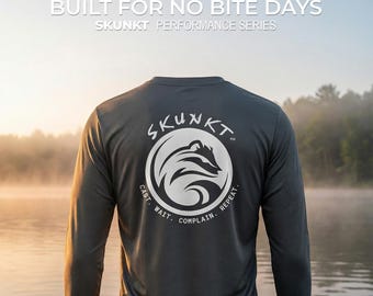 Bass Fishing Apparel, Lightweight Unisex Fishing Shirt, Long sleeve moisture wicking, Sport-Tek ST350LS, SKUNKT Cast Wait Complain Repeat