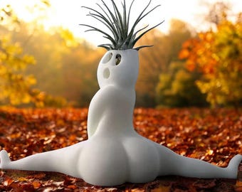 Funny Ghost Planter Cute Spooky Desktop Flower Pot Sculpture | Whimsical Halloween Home Decor | Unique Gift for Plant Ghost Lovers