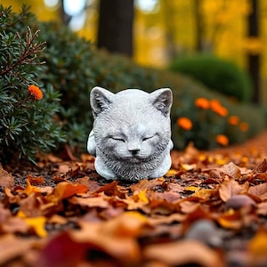 Estatua de gato durmiendo - Figura de gato de hormigón para jardín / Escultura de gato de piedra para exterior / Bonito recuerdo o regalo para amantes de los gatos / Decoración de jardín