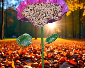 Mangiatoia per uccelli a forma di foglia di loto – Decorazione da giardino in metallo e piatto di alimentazione per uccelli da cortile