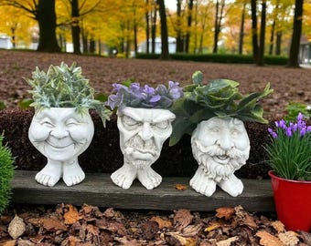Funny Face Garden Planter with Feet: Whimsical Resin Plant Pot
