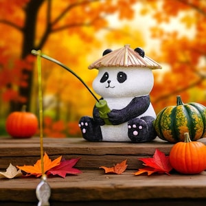Fishing Panda Garden Statue: Whimsical Outdoor Pond Decor
