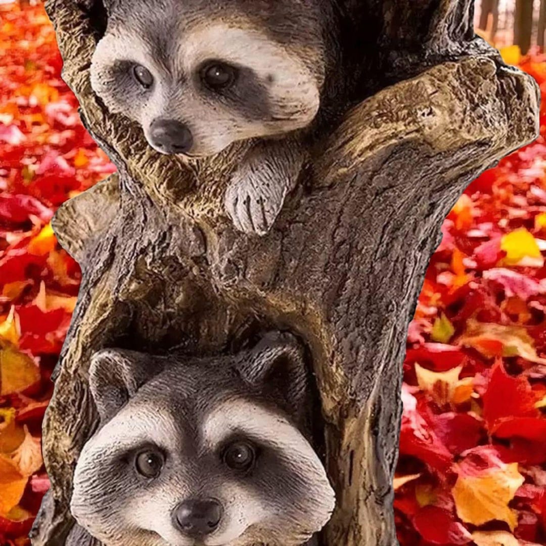 Resin Raccoon Bird Bath: Whimsical Garden & Patio Decor - Etsy