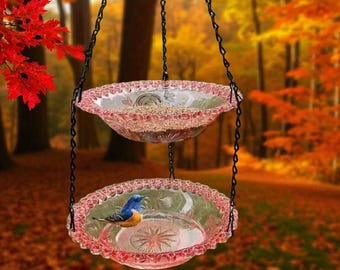 2-Layer Hanging Bird Feeder & Bird Bath: Balcony Garden Decor
