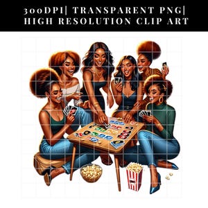 women clip art , commercial use, transparent background, African American women clip art , black womens clip art  , game night png , game night clip art , black people game night