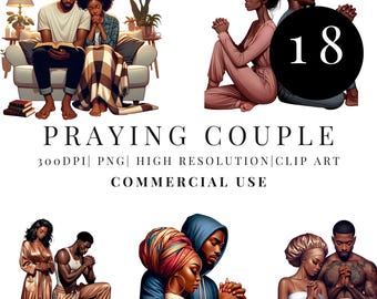 Black couple praying PNG, praying couple clip art, Black womem praying clip art , praying png clip art , black women Afro praying , digital