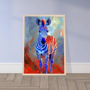 Funky Zebra Art: Colorful Framed Animal Poster, Modern Wall Decor