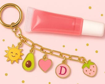 リップグロスチャームキーホルダー - エナメルチャーム、バックパックアクセサリー