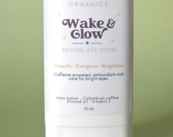 Wake & Glow Augenstift – Koffein-Augenbalsam – Mit Kaffee angereicherte Augenbehandlung – Natürlicher Depuffing Stick – Aufheller für dunkle Kreise