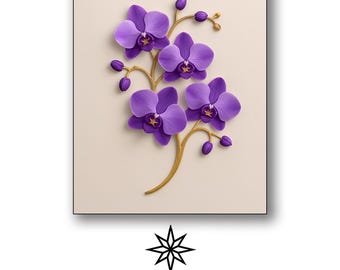 Purple Orchid Print: Elegant Floral Botanical Art (Digital Download)