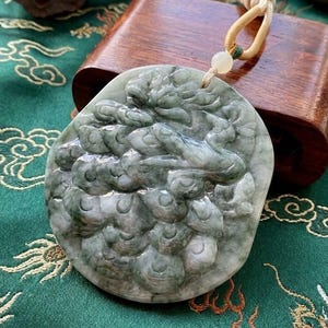 Natural Type A Jade Phoenix Pendant | Floating Flower Jadeite Carving | Feng Shui Rebirth Amulet | Delonix Regia Blossom Charm