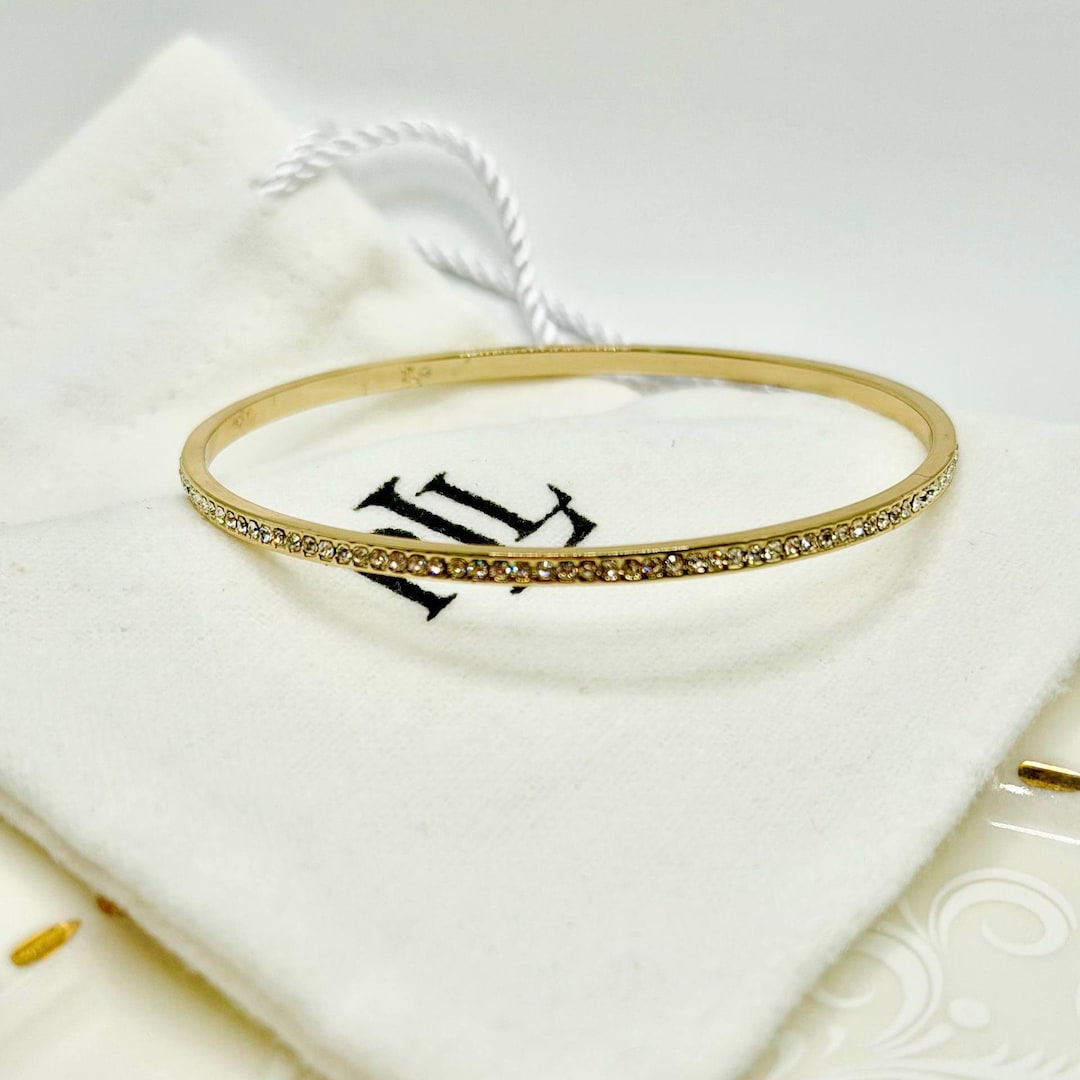 Vintage Lauren Ralph Lauren Gold Bangle | Cubic Zirconia Stacking