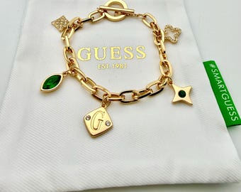 ヴィンテージチャームブレスレット GUESS シルバートーン | クリスタル