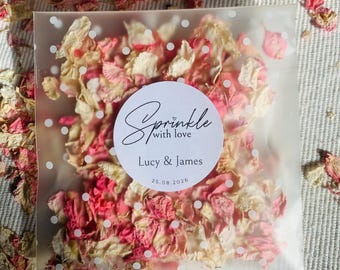 Gepersonaliseerde confetti-opgooiset: biologisch afbreekbare enveloppen en stickers