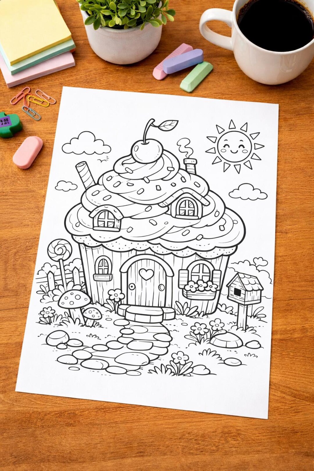 Cupcake House Coloring Page - Etsy